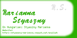 marianna styaszny business card